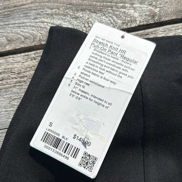 Lululemon Stretch High-Rise Pull-On Pant Black small Nwt work pants 31" inseam - Picture 3 of 5